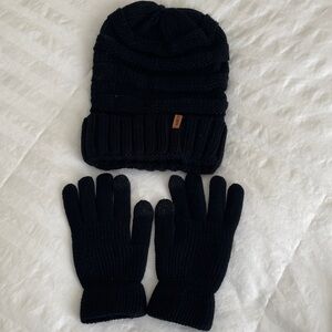 Aneco Winter Warm Knit Scarf Beanie Hat Touchscreen Gloves Set unisex